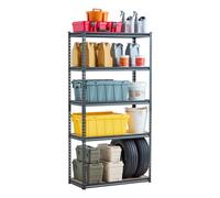 VEVOR Estantes de Almacenamiento de 5 Niveles de 406 x 914 x 1813 mm Capacidad de Carga Total de 907 kg, Estantes de Metal y MDF Ajustables para Garaje, Cocina, Almacén, Sótano, Trastero, Negro