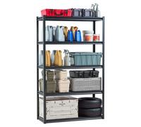 VEVOR Estantes de Almacenamiento de 5 Niveles de 457,2 x 1219,2 x 1981,2 mm Capacidad de Carga Total de 1361 kg, Estantes de Metal Ajustables para Garaje, Cocina, Almacén, Sótano, Trastero, Negro