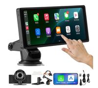 VEVOR Estéreo Inalámbrico a Coche, Radio Portátil HD con Pantalla Táctil, Apple CarPlay y Android Auto, Pantalla CarPlay con Cámaras Delantera y Trasera, Control Voz, Bluetooth y Navegación GPS