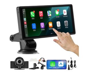 VEVOR Estéreo Inalámbrico a Coche, Radio Portátil HD con Pantalla Táctil, Apple CarPlay y Android Auto, Pantalla CarPlay con Cámaras Delantera y Trasera, Control Voz, Bluetooth y Navegación GPS