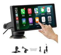 VEVOR Estéreo Inalámbrico HD para Coche, con Pantalla Táctil Compatible con Apple CarPlay y Android Auto, con Control de Voz, Enlace Espejo, Bluetooth, Navegación GPS, 245 x 97 x 30 mm, Negro