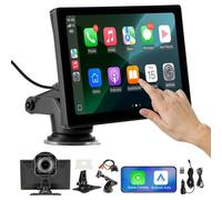 VEVOR Estéreo Inalámbrico para Coche, con Pantalla Táctil 1024 x 600P, Apple CarPlay y Android Auto, Cámaras Delantera y Trasera, Control de Voz, Bluetooth y Navegación GPS, 222 x 136 x 40 mm