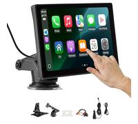 VEVOR Estéreo Inalámbrico para Coche, Radio Portátil HD de 228,6 mm con Pantalla Táctil a Apple CarPlay y Android Auto, con Cámara de Respaldo, Control de Voz, Bluetooth, Navegación GPS, Negro