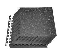 VEVOR Esterilla Puzzle 12 Piezas de 610 x 610 x 10 mm, Suelo Gimnasio de Goma EVA, Colchoneta de Ejercicios Alta Densidad con Puntos Grises Antiruido Antigolpe Antideslizante para Equipo Pesado, Casa