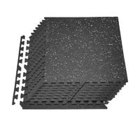 VEVOR Esterilla Puzzle 12 Piezas de 610 x 610 x 10 mm, Suelo Gimnasio de Goma EVA, Colchoneta de Ejercicios Alta Densidad con Puntos Grises Antiruido Antigolpe Antideslizante para Equipo Pesado, Casa