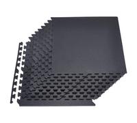 VEVOR Esterilla Puzzle 12 Piezas de 610 x 610 x 14 mm, Suelo Gimnasio de Goma EVA, Colchoneta de Ejercicios Alta Densidad Color Negro Antideslizante Antiruido Antigolpe para Casa Oficina Equipo Pesado