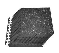 VEVOR Esterilla Puzzle 24 Piezas de 610 x 610 x 10 mm, Suelo Gimnasio de Goma EVA, Colchoneta de Ejercicios Alta Densidad con Puntos Blancos Antigolpe Antiruido Antideslizante para Casa, Equipo Pesado