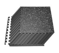 VEVOR Esterilla Puzzle 24 Piezas de 610 x 610 x 14 mm, Suelo Gimnasio de Goma EVA Alta Densidad, Colchoneta de Ejercicios con Puntos Blancos Antideslizante Antigolpe Antiruido para Equipo Pesado, Casa