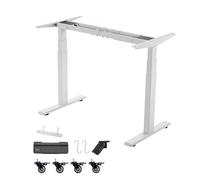 VEVOR Estructura de Mesa Elevable, Doble Motor, Altura Ajustable 60-125 cm Longitud 101-180 cm, Marco de Escritorio Elevable Eléctrico, Patas de Mesa con Control Inteligente para Oficina Hogar, Blanco