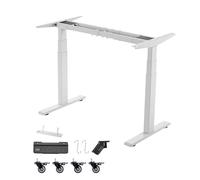 VEVOR Estructura de Mesa Elevable, Doble Motor, Altura Ajustable 60-125 cm Longitud 101-180 cm, Marco de Escritorio Elevable Eléctrico, Patas de Mesa con Control Inteligente para Oficina Hogar, Blanco