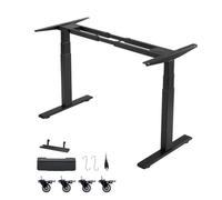 VEVOR Estructura de Mesa Elevable, Doble Motor, Altura Ajustable 60-125 cm Longitud 101-180 cm, Patas de Mesa con Control Inteligente, Marco de Escritorio Elevable Eléctrico para Oficina Hogar, Negro