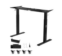 VEVOR Estructura de Mesa Elevable, Doble Motor, Altura Ajustable 70-117 cm Longitud 104-160 cm, Patas de Mesa con Control Inteligente, Marco de Escritorio Elevable Eléctrico para Hogar Oficina, Negro