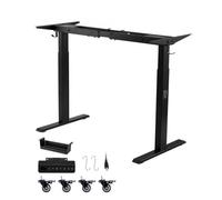 VEVOR Estructura de Mesa Elevable, Doble Motor, Altura Ajustable 70-117 cm Longitud 104-160 cm, Patas de Mesa con Control Inteligente, Marco de Escritorio Elevable Eléctrico para Hogar Oficina, Negro