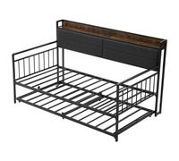 VEVOR Estructura de Sofá Cama de Metal 196x115x114 cm Marco de Cama de Día con Estación de Carga Capacidad de 399,16 kg para Apartamento, Sala de Estar, Dormitorio, Habitación de Invitados, Negro