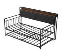 VEVOR Estructura de Sofá Cama de Metal 196x115x114 cm Marco de Cama de Día con Estación de Carga Capacidad de 399,16 kg para Apartamento, Sala de Estar, Dormitorio, Habitación de Invitados, Negro