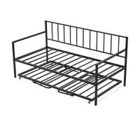 VEVOR Estructura de Sofá Cama de Metal 196x98x96,5 cm Marco de Cama de Día con Estación de Carga LED Carga de 181,44 kg para Apartamento, Sala de Estar, Dormitorio, Habitación de Invitados, Negro
