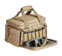 VEVOR Estuche Blando para 4 Pistolas Bolsa para Pistola con 3 Deflectores Desmontables y 6 Cargadores Bolsa de Arma con Una Sola Tira para el Hombro para Campo de Tiro de Caza al Aire Libre, Marrón