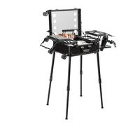 VEVOR Estuche de Maquillaje con Cerradura, Espejo, 4 Bandejas de Almacenamiento, Portaescobillas, Caja de Almacenamiento de Cosméticos con Ruedas Giratorias de 360° en Soporte para Estudio de Artista