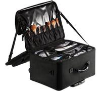 VEVOR Estuche de Maquillaje con Ruedas 3 Niveles Conveniente Maleta de Almacenamiento de Transporte con Asas Correa, Caja Bolsa de Maquillaje Oxford Impermeable Profesional Regalo de Maquillaje, Negro