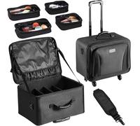 VEVOR Estuche de Maquillaje con Ruedas 3 Niveles Conveniente Maleta de Almacenamiento de Transporte con Asas Correa, Caja Bolsa de Maquillaje Oxford Impermeable Profesional Regalo de Maquillaje, Negro