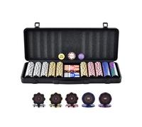 VEVOR Estuche de Póquer 500 Fichas de Póker de Clay y ABS 14g 40x3,3mm con 2 Barajas de Cartas Texas Holdem 1 Botón de Distribuidor y 2 Botones Ciegos para Juegos de Apuestas Blackjack Casino en Casa