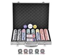 VEVOR Estuche de Póquer 500 Piezas Fichas de Póquer de Plástico y Aluminio 11,5g 40 x 3,3 mm con 2 Barajas de Cartas 1 Botón de Distribuidor y 2 Botones Ciegos