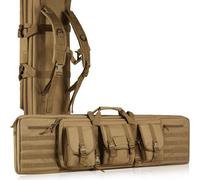 VEVOR Estuche para Rifle Bolsa Táctica Larga para Transporte de Armas 91 cm con Sistema MOLLE Funda para Rifle con Correa para Hombro Cremallera con Cerradura para 2 Rifles 86 cm y 2 Pistolas, Marrón