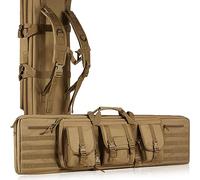 VEVOR Estuche para Rifle Bolsa Táctica Larga para Transporte de Armas 91 cm con Sistema MOLLE Funda para Rifle con Correa para Hombro Cremallera con Cerradura para 2 Rifles 86 cm y 2 Pistolas, Marrón