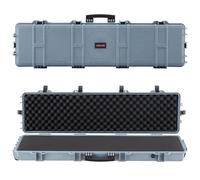 VEVOR Estuche Rígido para Armas Largas, con Cerradura y Espuma Precortada de 4 Capas, Enrollable, Resistente al Agua IP67 y Polvo, 1380 x 385 x 165 mm, Color Gris, para Viajes en Avión y Tren