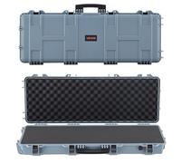 VEVOR Estuche Rígido para Armas Largas, con Cerradura y Espuma Precortada de 4 Capas, Enrollable, Resistente al Agua IP67 y Polvo, 1090 x 410 x 155 mm, Color Gris, para Viajes en Avión y Tren