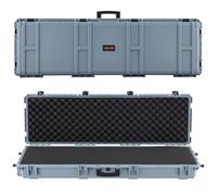 VEVOR Estuche Rígido para Armas Largas, con Cerradura y Espuma Precortada de 4 Capas, Enrollable, Resistente al Agua IP67 y Polvo, 1391 x 435 x 188 mm, Color Gris, para Viajes en Avión y Tren