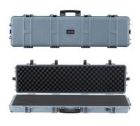 VEVOR Estuche Rígido para Armas Largas, con Cerradura y Espuma Precortada de 4 Capas, Enrollable, Resistente al Agua IP67 y Polvo, 1380 x 385 x 165 mm, Color Gris, para Viajes en Avión y Tren