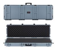 VEVOR Estuche Rígido para Armas Largas, con Cerradura y Espuma Precortada de 4 Capas, Enrollable, Resistente al Agua IP67 y Polvo, 1391 x 435 x 188 mm, Color Gris, para Viajes en Avión y Tren