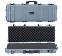 VEVOR Estuche Rígido para Armas Largas, con Cerradura y Espuma Precortada de 4 Capas, Enrollable, Resistente al Agua IP67 y Polvo, 1089 x 392 x 155 mm, Color Gris, para Viajes en Avión y Tren