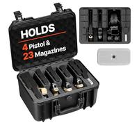 VEVOR Estuche Rígido para Pistola con Revestimiento de Espuma XPE, Funda para 4 Pistolas, Resistente al Agua y Polvo con Interior Personalizable y Asa 404 x 319 x 192 mm, Negro, Cumple con la TSA