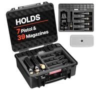 VEVOR Estuche Rígido para Pistola con Revestimiento de Espuma XPE, Funda para 7 Pistolas, Resistente al Agua y Polvo con Interior Personalizable y Asa 491 x 434 x 211 mm, Negro, Cumple con la TSA