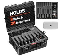 VEVOR Estuche Rígido para Pistola con Revestimiento de Espuma XPE, Funda para 8 Pistolas, Resistente al Agua y Polvo con Interior Personalizable y Asa 556 x 455 x 225 mm, Negro, Cumple con la TSA