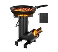 VEVOR Estufa Cohete para Acampar, Estufa Portátil de Leña de Acero al Carbono con Bolsa de Transporte, Asas Laterales, Resistente para Cocinar y Calentar al Aire Libre, Senderismo, Patio, Negro