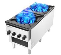 VEVOR Estufa de Gas Comercial de 2 Quemadores 460 x 1170 x 610 mm 90000 BTU