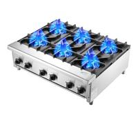 VEVOR Estufa de Gas Comercial de 6 Quemadores 915 x 775 x 335 mm 28000 BTU Plata
