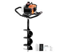 VEVOR Excavadora de Pozos a Gasolina de 43 cc y 1250 W Barrena para Postes a Gasolina con Brocas de 200 mm Excavadora de Pozos para Vallas de Postes, Cultivo, Jardín, Plantas, Naranja y Negro