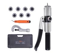 VEVOR Expansor Hidráulico de Tubos HAVC de 3/8" a 1-1/8" Kit de Estirador de Tuberías con 7 Cabezales de Expansión Herramienta Desbarbadora Cortatubos para Tubos de Cobre Aluminio Latón Acero Blando