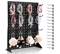 VEVOR Expositor de Tablero Perforado 440 x 330 x 114 mm con 15 Ganchos Expositor Vertical de Escritorio de Acero Laminado en Frío Grueso para Supermercados, Tiendas Minoristas y Joyerías, Negro