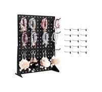 VEVOR Expositor de Tablero Perforado 440 x 330 x 114 mm con 15 Ganchos Expositor Vertical de Escritorio de Acero Laminado en Frío Grueso para Supermercados, Tiendas Minoristas y Joyerías, Negro