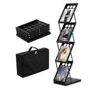VEVOR Expositor Plegable para Revistas Soporte de Exhibición de Folletos 4 Niveles Estante Portátil para Folletos con Bolsa de Transporte para Exposiciones de Oficina, Ferias Comerciales, 4 Bolsillos
