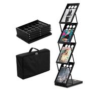 VEVOR Expositor Plegable para Revistas Soporte de Exhibición de Folletos 4 Niveles Estante Portátil para Folletos con Bolsa de Transporte para Exposiciones de Oficina, Ferias Comerciales, 4 Bolsillos