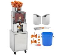 VEVOR Exprimidor de Cítricos Eléctrico 120 W Extractor de Zumo de Naranja Comercial Automático con Filtro Extraíble Cubo de Recolección de Cáscaras y Grifo para Restaurantes, Cafeterías, Fruterías