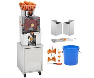 VEVOR Exprimidor de Cítricos Eléctrico 120 W Extractor de Zumo de Naranja Comercial Automático con Filtro Extraíble Cubo de Recolección de Cáscaras y Grifo para Restaurantes, Cafeterías, Fruterías