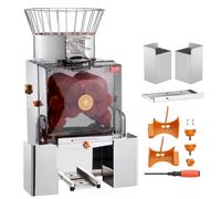 VEVOR Exprimidor de Cítricos Eléctrico Comercial Extractor Automático de Zumo de Naranja 120W, 25 naranjas/min con Filtro Extraíble Cubo Recolector de Cáscaras para Restaurante, Cafetería, Frutería