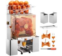 VEVOR Exprimidor de Cítricos Eléctrico Comercial Extractor de Zumo 120W Alimentación Automática con Filtro Extraíble Cubo Recolector de Cáscaras para Naranja, Pomelo, Restaurante, Cafetería, Frutería